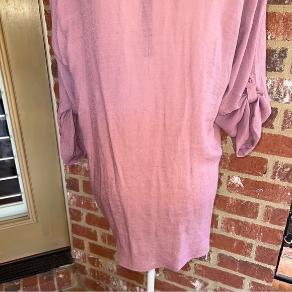 HARVE BERNARD Mauve Rayon 3/4 Sleeve Button up Shirt-XL - Picture 9 of 13